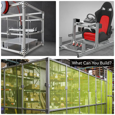 Structures built with aluminum extrusions showcasing versatility for Centered Slide In Economy T Nuts 1/4-20 Stainless Steel, 18-8 Finish.
