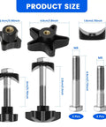 Replacement Walker Knobs Kit for Foldable Rollators, showing sizes of cross and star knobs, M6 screws, and washers