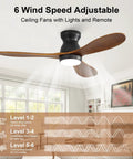 Top Notch 42 Inch Ceiling Fan With Soft Warm Light, App And Smart Remote Control, Dead Silent Dc Motor, Three Handcrafted Wood Blades, Smooth Six Speed Airflow, Cozy Bedroom Patio Glow Up, displayed in a bright living room.