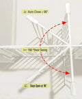 Top view of white metal Walk Through Baby And Pet Gate For Stairs And Doorways No Drill Easy Install Adjustable Indoor Safety Gate Pressure Mounted.