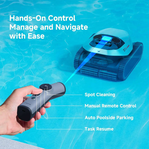 Beast Cordless Robotic Pool Cleaner With LiFi And App Control, 8000 GPH Suction, remote control, poolside, swimming pool cleaning