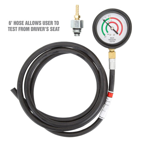 Exhaust Back Pressure Tester And Gauge Kit With Oxygen Sensor Adapters for Accurate Psi And Bar Readings, 6 ft hose visible