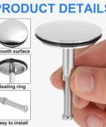 Copper Bathtub Drain Stopper with One Press Seal and Adjustable Height shown held in hand, featuring smooth surface and sealing ring.