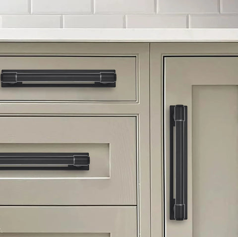 5 Pack 3 Inch Center To Center Black Cabinet Pull Backplates With Base Plate Zinc Matte Black Kitchen Cabinet Handles Installed