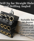 30 45 90 Degree Drill Guide for Hand Drills Portable Metal Drill Jig Built Tough From Aluminum Alloy And Copper for Straight And Angled Holes Ideal For Cable Railings Decks Wood Posts And DIY Projects