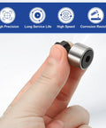 Two Piece Cam Follower Needle Roller Bearing Set Beefy Heavy Duty 16mm Chrome Steel Track Runner For Machine Tool Guide Rails M6x1mm Full Stud Thread KR16 CF6 held in hand