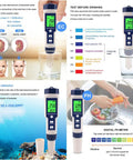 Beast 5 In 1 Digital pH Meter testing water with high accuracy; displays EC, TDS, and temp readings for various water types.