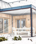 Ultra Clear 4.7 Mil Tarp With Grommets, 8x10 Ft Lightweight Transparent Vinyl Tarpaulin used as patio shelter in snowy weather.