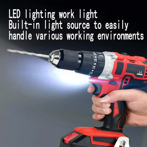 Heavy Duty Cordless Drill Impact Driver Kit Featuring 20V 2500Mah Batteries, Quick Charge Station, LED work light for convenience.