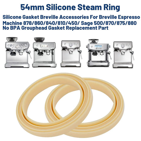 54Mm Silicone Steam Ring 2 Pack No BPA Gasket Replacement For Espresso Machines Barista Grade Pro Performance Compatible With 870 878 880 860 840 810 500 And Sage Models 500 810 870 875 878 880