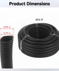 Badass Black PE Corrugated Conduit With Flexible Wire Tubing For Effortless Cable Routing And Heavy Duty Home Garden Electrical Protection That Handles Every Bend No Sweat, dimensions 0.79 in bore, 0.98 in width, 65.6 ft roll.