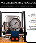 Front view of Beefy Electric Hydraulic Power Unit 750W 110V Dual Speed 10000 PSI System, highlighting pressure gauge and controls.