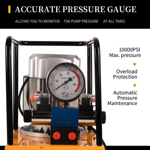 Front view of Beefy Electric Hydraulic Power Unit 750W 110V Dual Speed 10000 PSI System, highlighting pressure gauge and controls.