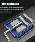 PurezmMoto small fixed table vise for woodworking, blue metal bench clamp with screw handle, 5in/125mm.