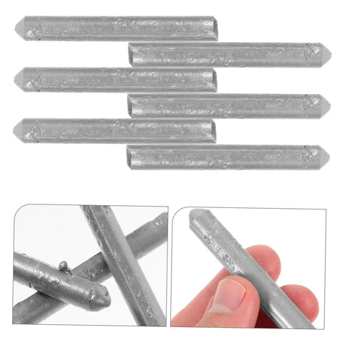 Low Temp Aluminum Welding Rods 6 Pack Aluminum Welding Sticks For Easy, Efficient DIY Repairs. Close-up of hand holding one rod.
