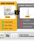Comparison of 12.2 oz spackling paste with 3 oz tube under 'New Upgrade' and 'Other Products' highlighting capacity and efficiency