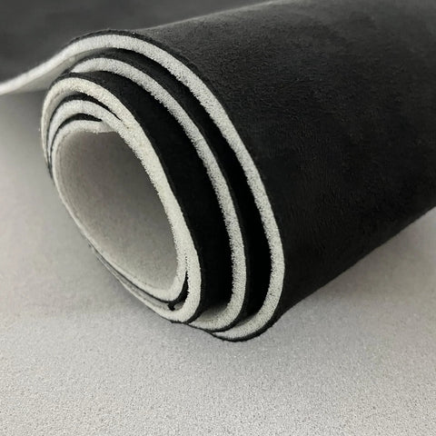 Rolled black suede headliner fabric with foam backing for automotive interiors (96 by 60 inches)