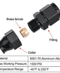 6AN Female Flare To Three Eighths Inch Compression Hardline Fitting Aluminum Black Two Pack Pro Grade For Auto Racing Fuel Oil And Air Lines With Brass Ferrule And 37 Degree Seal