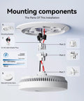 Diagram showing components of No Fuss Quick Connect Smoke Detector Adapter For Easy Retrofit And Wiring Harness Replacement Make Hardwired Smoke And CO Alarms GS562A Compatible Simple Install Six Pack Bundle For Faster Home Upgrades.