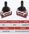 12V 30A 3 Way Waterproof SPDT Toggle Switch ON OFF ON for Marine Boat Winch, Tough As Nails Heavy Duty 12VDC, Durable Electrical Switch, 4 Pack, Waterproof IP67 Marine Grade Switches for Auto Boat Use, 3-pin
