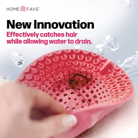 Close-up of pink silicone hair catcher from 7 Pack Includes 3 Clog Removers And 4 Silicone Hair Catchers For Shower And Bathroom Drains.