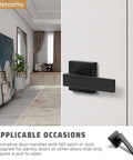 6 Pack Matte Black Dummy Door Handle Set installed on interior door, decorative lever for right or left handed doors, no latch