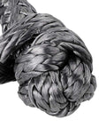 Close-up of braided knot in Four Pack Beefy Synthetic Soft Shackle Rope Set With Protective Sleeve 38,000 Lb Capacity Plus Two Red Recovery Rings 41,000 Lb Fits Three Eighths Inch Or One Half Inch Winch Ropes Ideal For Off Road ATV UTV SUV Boat Marine Farm Industrial Mining
