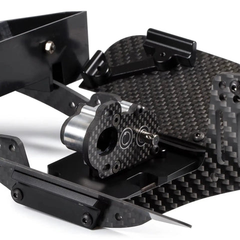 Ultra Light Portal Transmission Tiny Gearbox with Slipper Pad for 1/10 LCG Chassis featuring CNC aluminum case on carbon fiber