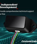 Single Point Lidar Range Finder Sensor 0.3 To 30 Meters, Solid State Proximity Detector with visible wiring, black body