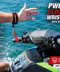 High Visibility Tigershark Pro Floaty Wristband Lanyard With Neon Yellow Quick Cord on personal watercraft handle