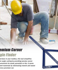Dead On Corner Angle Finder Tool, Miter Saw Protractor With Bold Dual Scale Readouts, Digital Angle Gauge in use for precise measurements.