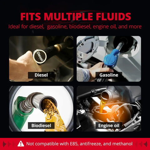 Four fuel types compatible with Three Eighth Inch Fuel Hose Line Push Lock NBR Rubber SAE 30R7, Ten Feet, 300 PSI, Diesel Gasoline Oil Biodiesel
