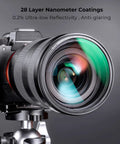Close-up of camera with 77mm Magnetic UV Lens Filter With 28 Layer Coatings Ultra Slim Waterproof Scratch Resistant Lens Protector