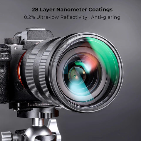 Close-up of camera with 77mm Magnetic UV Lens Filter With 28 Layer Coatings Ultra Slim Waterproof Scratch Resistant Lens Protector
