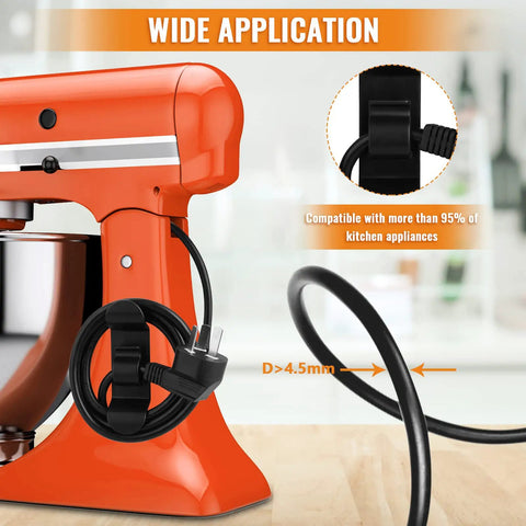 4 Pack Appliance Cord Organizer Kit No Mess Kitchen Cords And Wires Tidy Wrap Cord Keeper Stick On Holder for Stand Mixer