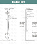 Dimensions of Dope Polished Chrome Exposed Shower System With 8 Inch Square Rainfall Shower Head And Hand Sprayer Wall Mounted