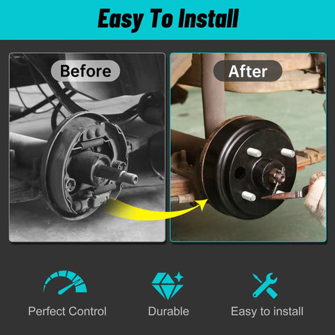 Before and after installation of Rear Brake Hub Drum Repair Kit With Shoes And Springs For EZGO TXT PDS Electric Golf Carts 1997 Up