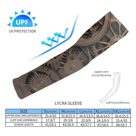 Steampunk Mechanical Gears Arm Sleeves Featuring Anti Slip Grip And Compression Support For Running Cycling And Gym Hustles detailed size chart