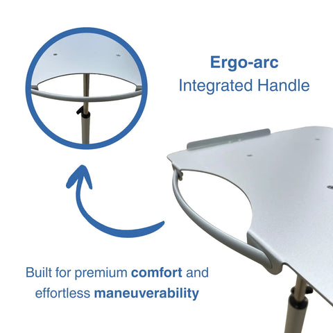Must Have Height Adjustable Mobile Ultrasound Cart With Probe Holders Wire Basket And Lockable Wheels For Laptop Style Machines featuring an ergo-arc handle for easy maneuverability.