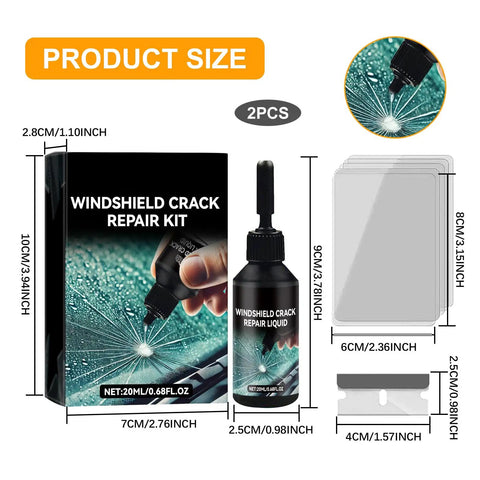 Two Bottle Windshield Glass Repair Kit With Quick Fix Fluid For Chips And Cracks Bullseye And Star Shape Cracks Car Glass Repair Made Easy And Pro Grade
