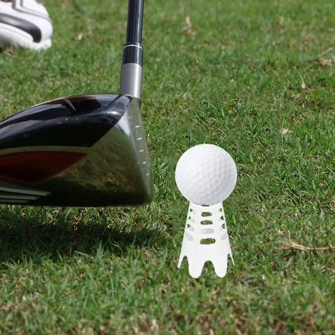 Golf club and ball on short Pro Grade Indoor Golf Tee from Pack Of 20, for Practice Mats, Durable Plastic for Simulator Setup.