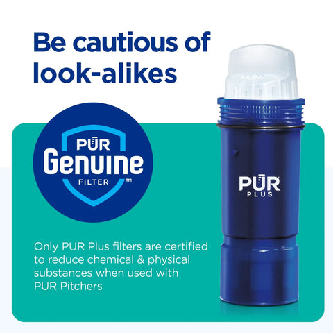 PUR Plus genuine filter compatible with 7-Cup Lead-Reducing Water Filter Pitcher Fridge-Ready