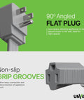 Close-up of Heavy Duty Appliance Extension Cord 25 Ft Gray With Angle Plug For Air Conditioners Washers Dryers