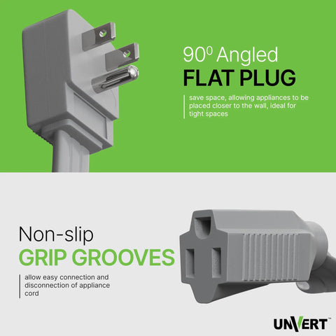 Beefy Heavy Duty Flat Extension Cord 50 Ft Gray With 3 Prong Flat Plug And Right Angle Design for tight spaces