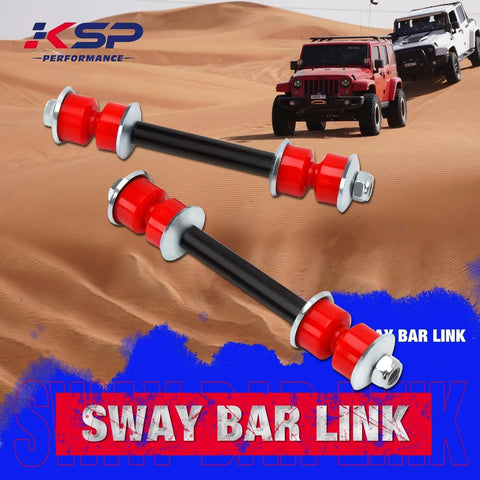 Heavy Duty Front Sway Bar End Links Set For Chevy GMC Trucks Replaces OE K700538 K70043 2 Piece Fits Silverado 1500 Tahoe Suburban Avalanche Sierra Yukon Escalade And More Stabilizer Bar Link Upgrade, two red bushings