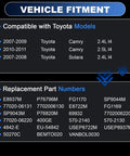 Chart showing Toyota model compatibility and replacement part numbers for the Toyota Camry Solara Fuel Pump Assembly Electric 2008-2011.