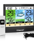 Wireless Indoor Outdoor Weather Station With Thermometer Hygrometer Dew Point And Heat Index Touchscreen LCD Display Alarm Clock Adjustable Backlight Max Min Temperature And Humidity Readouts with sensor and USB cable