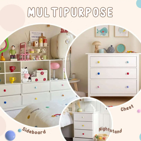 Hassle Free Yellow Peel And Stick Cabinet Knobs Zero Drill Adhesive Drawer Pulls Renters Love For Quick Transformations on white dressers.