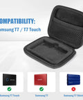 Open Tough Hard Carry Case For Samsung T7 And T7 Touch Portable SSDs With Shockproof Exterior And Soft Lined Interior