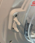 Close-up of the Premium Grade 2 Pack Washer Door Strike Kit White Plastic Replacement for Front Load Machines installed.